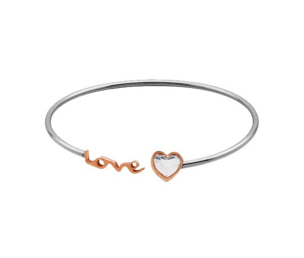 BRACELET BANGLE ACIER/PVD ROS LOVE CZ 7